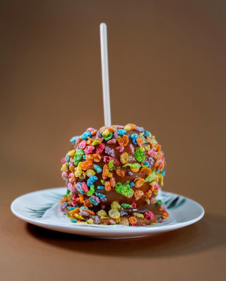 Fruity Pebble Caramel Apple